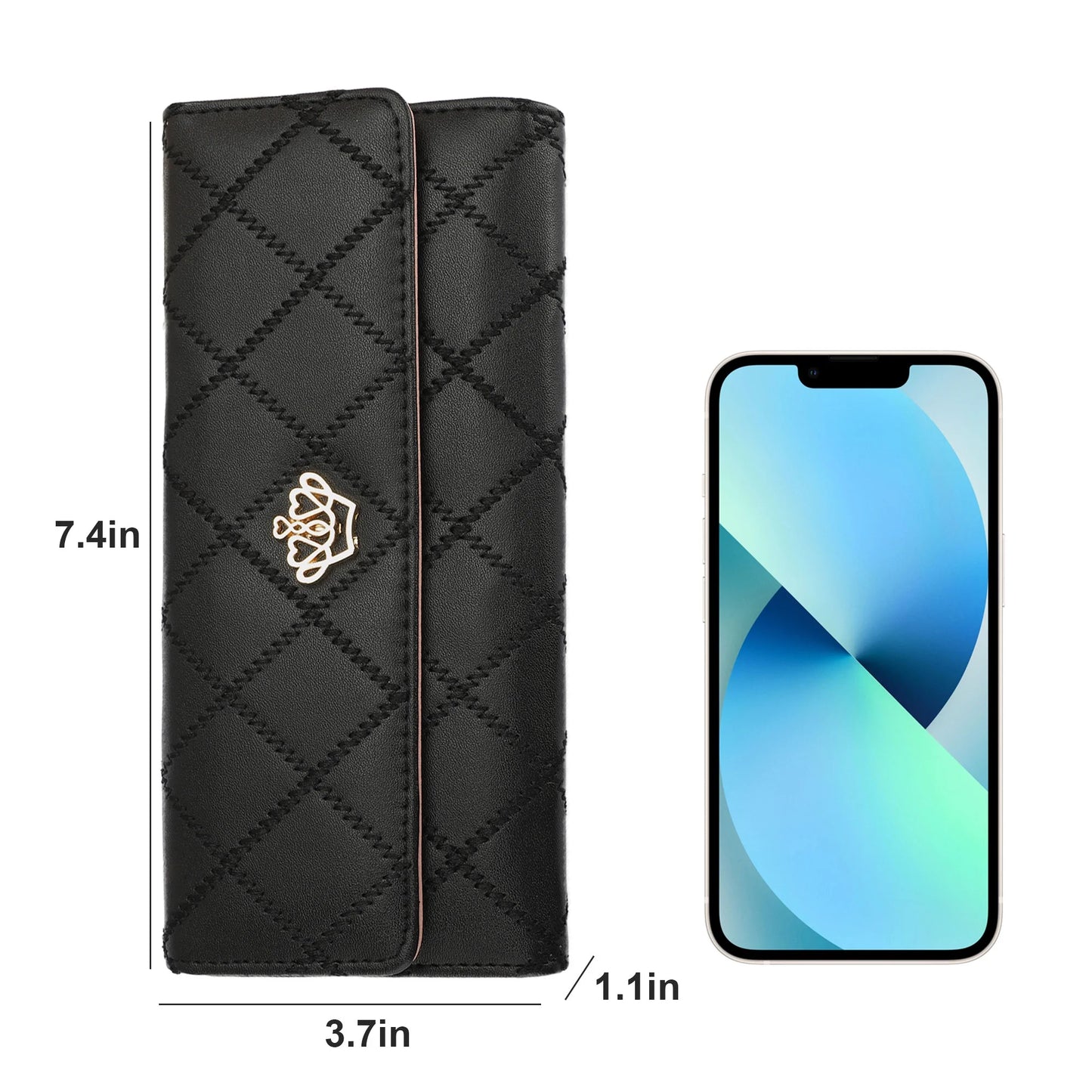 PU Leather Wallet for Women, Long Clutch Wallet, Trifold Ladies Credit Card Holder, Large Capacity Snap Purse