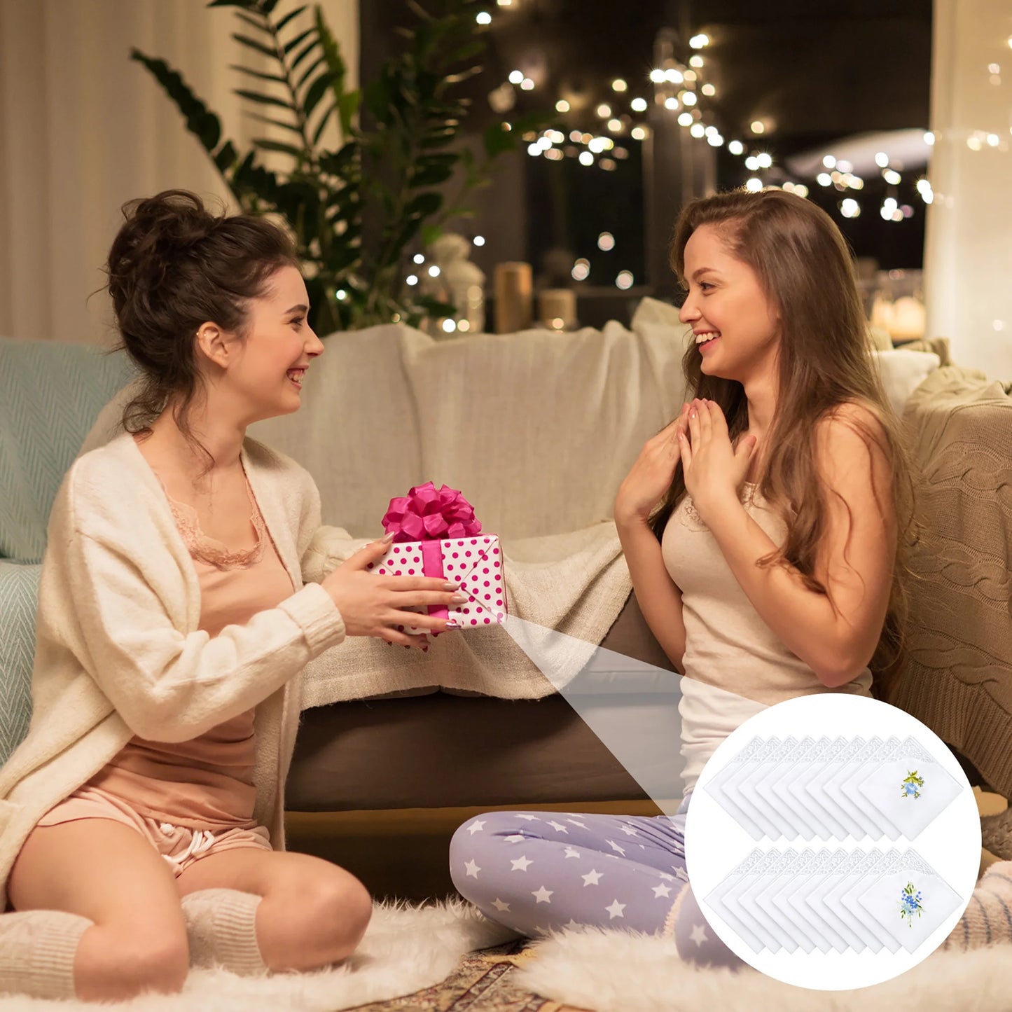 20Pcs Floral Embroidered Handkerchiefs for Women, 11X11'' Soft Cotton Hankies for Business