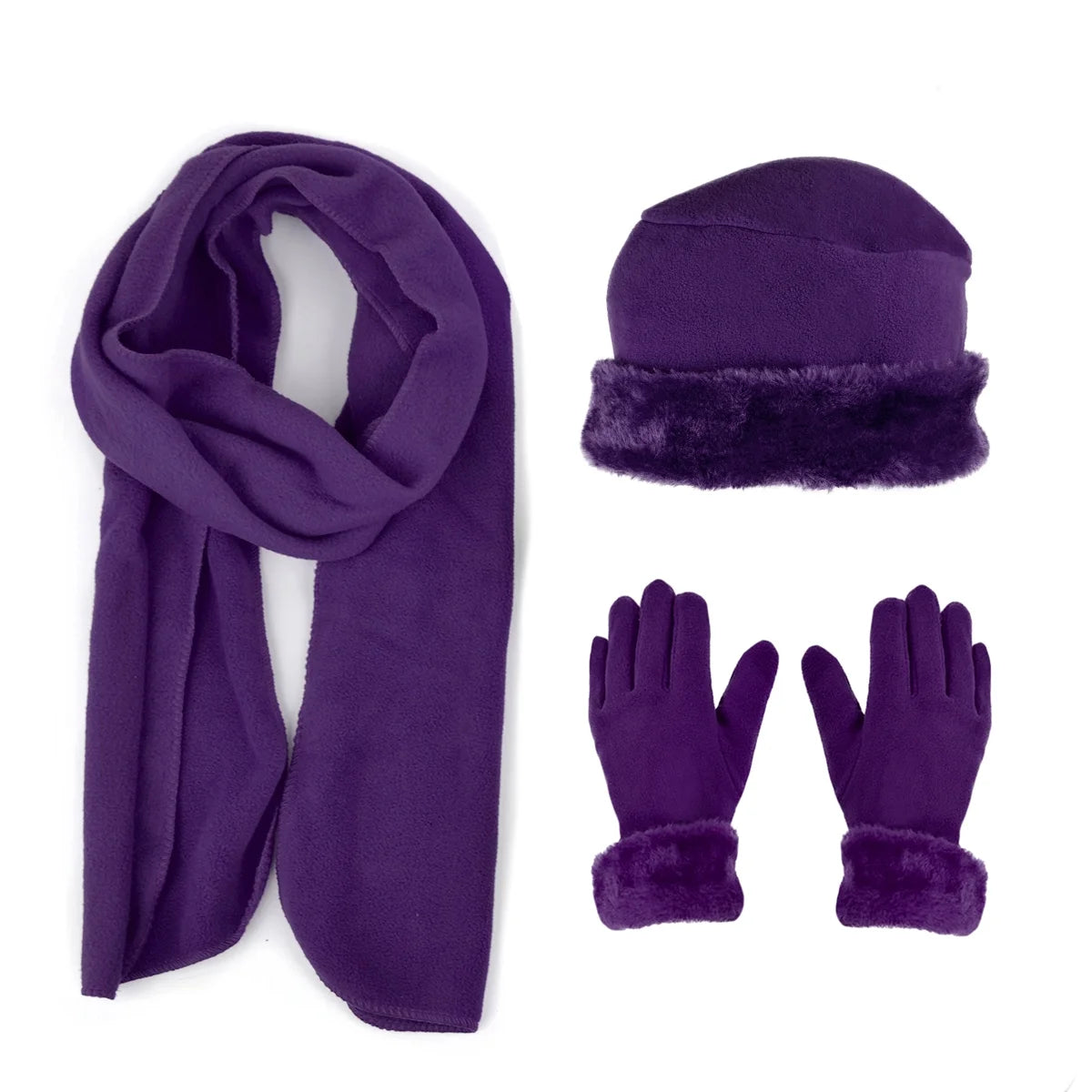 Women'S Warm Fleece Winter Set - Scarf, Hat, and Gloves Set