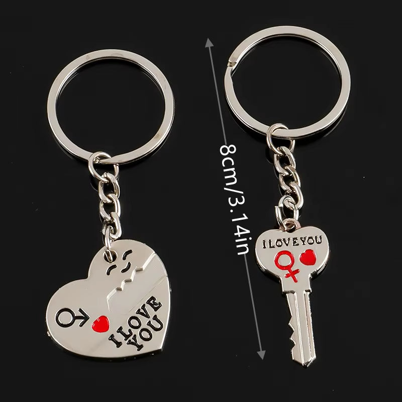 Silver Plated Lovers Gift Couple My Heart Keychain Wedding Favors Zinc Alloy Fashion Keyring Key Fob Creative Key Chain Hot Sale