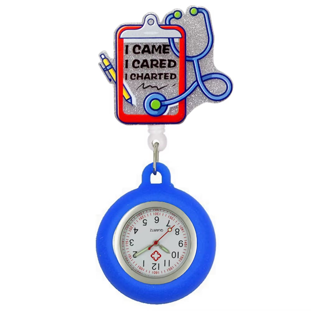 Cartoon Shiny Plastic PVC Nurse Doctor Badge Reel Retractable Hospital Medical FOB Pocket Watches Clip Hang Clock Gifts