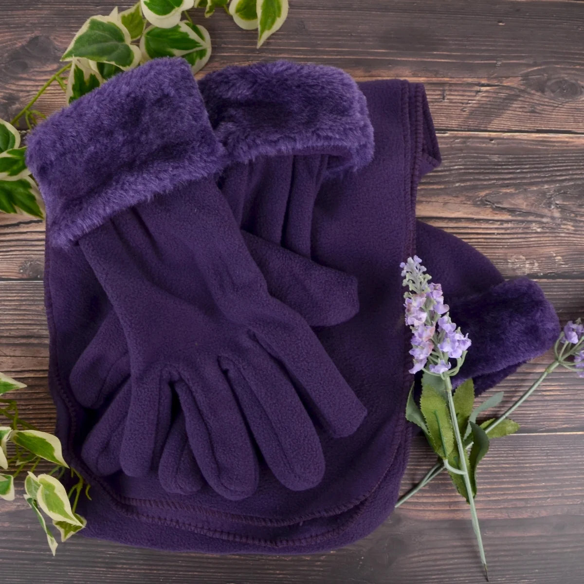 Women'S Warm Fleece Winter Set - Scarf, Hat, and Gloves Set