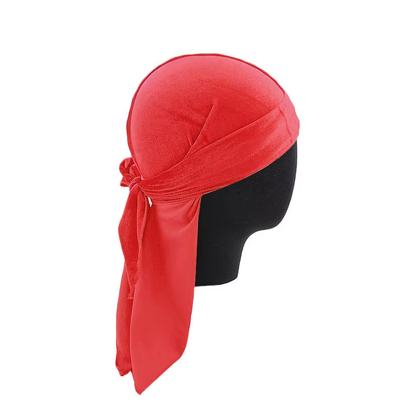 Unisex Men Women Breathable Bandana Hat Velvet Durag Do Doo Du Rag Long Tail Headwrap Chemo Cap