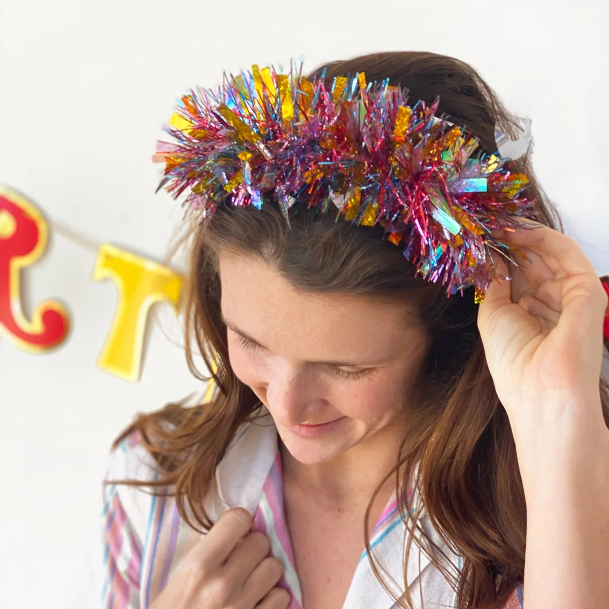 Tinsel Time Headband, Multi-Color Tinsels, Beauty Headband