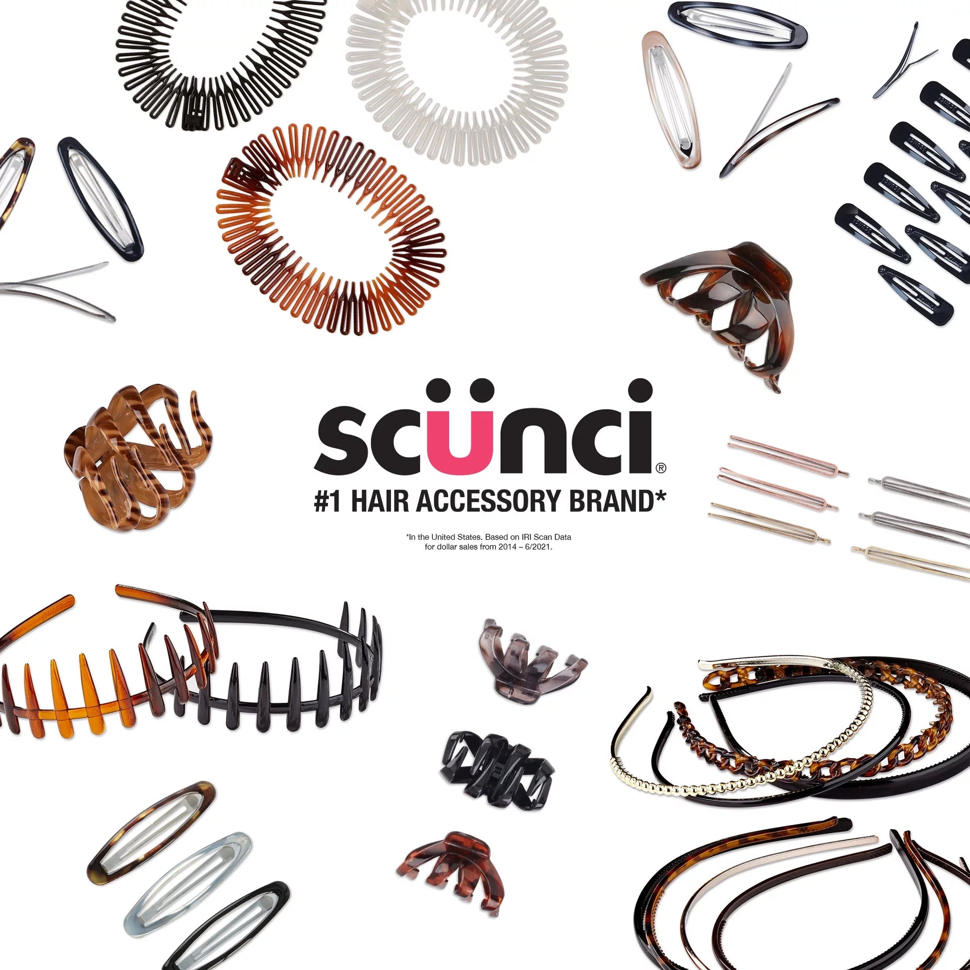 Scunci No-Slip Grip Flexible Plastic Skinny Headbands in Black and Brown, 2 Ct