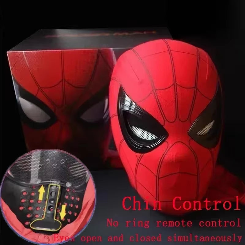 Mascara Spiderman Headgear Mask Cosplay Moving Eyes Electronic Mask Spider Man 1:1 Remote Control Elastic Toys Adults Kids Gift