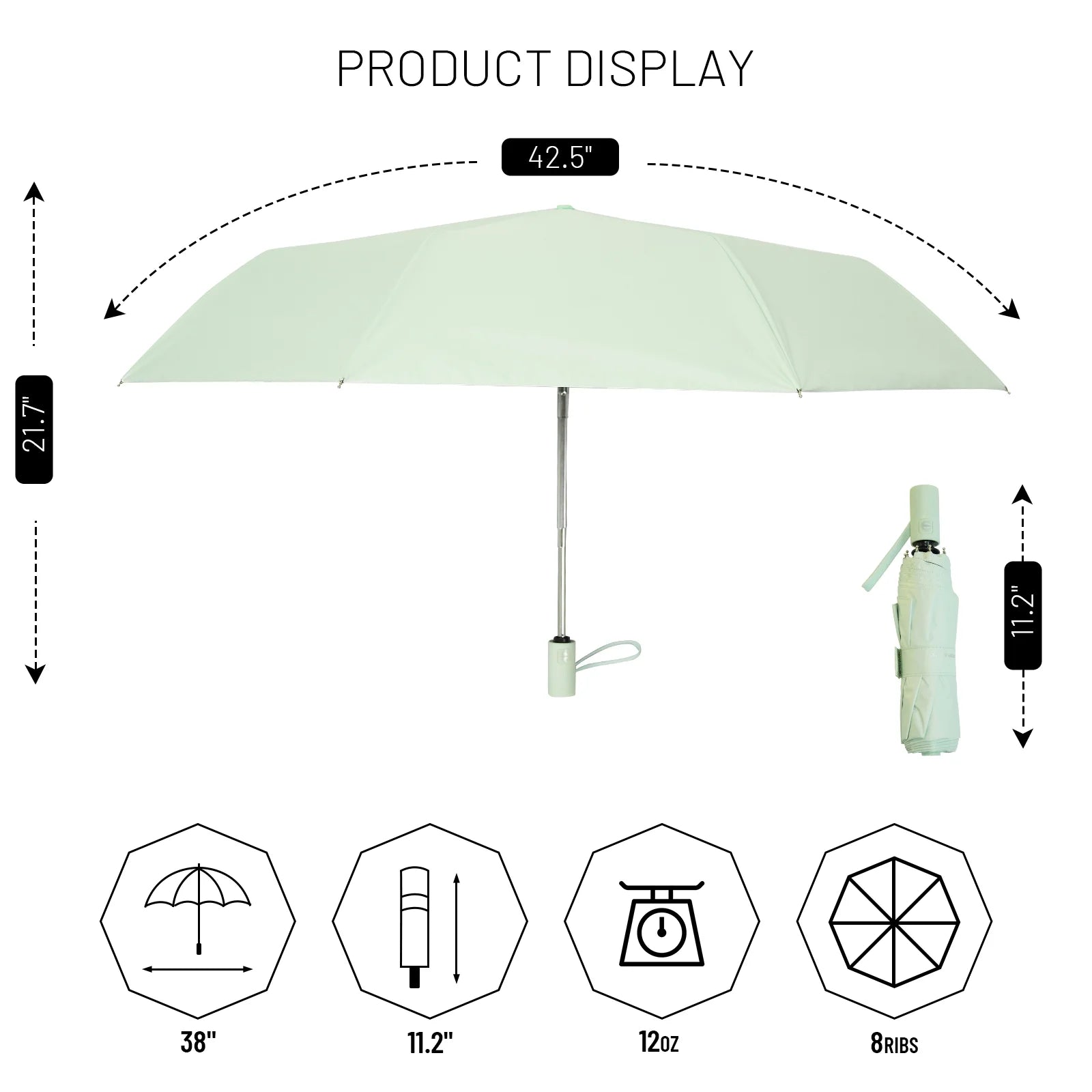 Travel Umbrellas for Rain Automatic Folding Sun Umbrella for Walking Waterproof Windproof Umbrellas for Women and Men （Green）