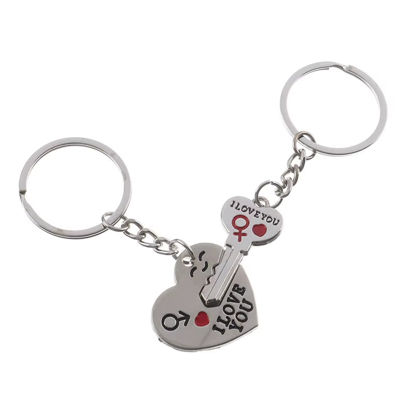 Silver Plated Lovers Gift Couple My Heart Keychain Wedding Favors Zinc Alloy Fashion Keyring Key Fob Creative Key Chain Hot Sale