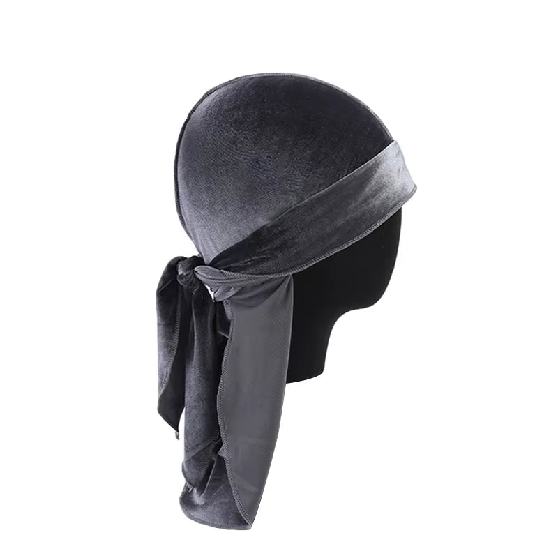 Unisex Men Women Breathable Bandana Hat Velvet Durag Do Doo Du Rag Long Tail Headwrap Chemo Cap