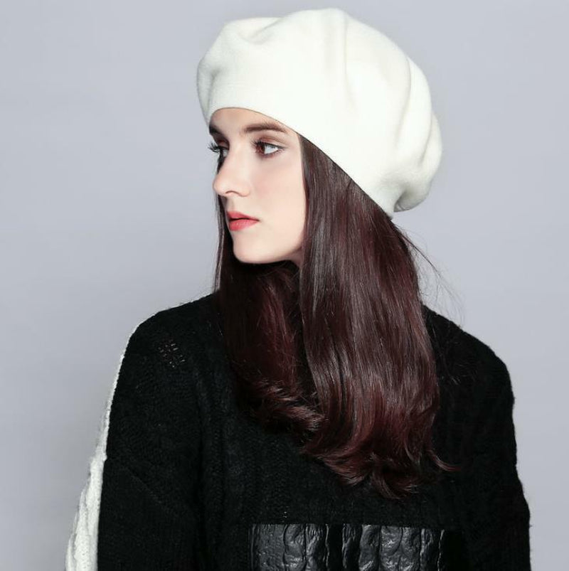 Women Vintage French Style Beret Hat Soft Wool Warm Cap Beanie Winter Autumn