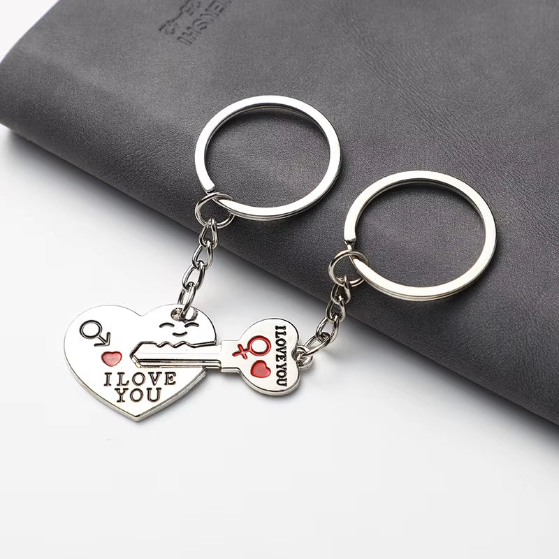 Silver Plated Lovers Gift Couple My Heart Keychain Wedding Favors Zinc Alloy Fashion Keyring Key Fob Creative Key Chain Hot Sale