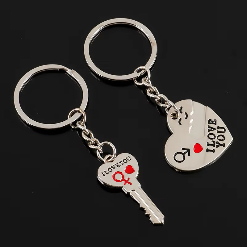 Silver Plated Lovers Gift Couple My Heart Keychain Wedding Favors Zinc Alloy Fashion Keyring Key Fob Creative Key Chain Hot Sale