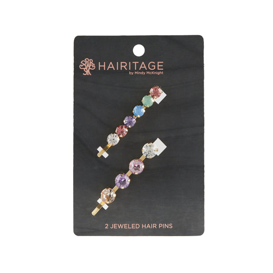 Slide-Proof Jeweled Bobby Pins for Women & Girls | Decorative Hair Styling Bobby Pins for All Hair Types | Multicolor, 2PC