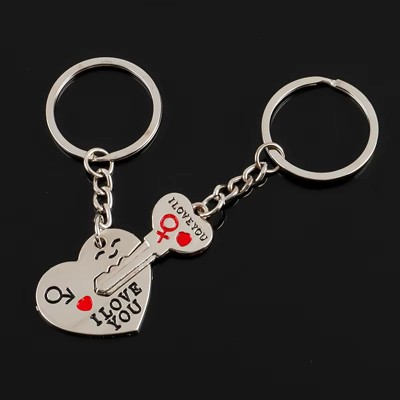 Silver Plated Lovers Gift Couple My Heart Keychain Wedding Favors Zinc Alloy Fashion Keyring Key Fob Creative Key Chain Hot Sale