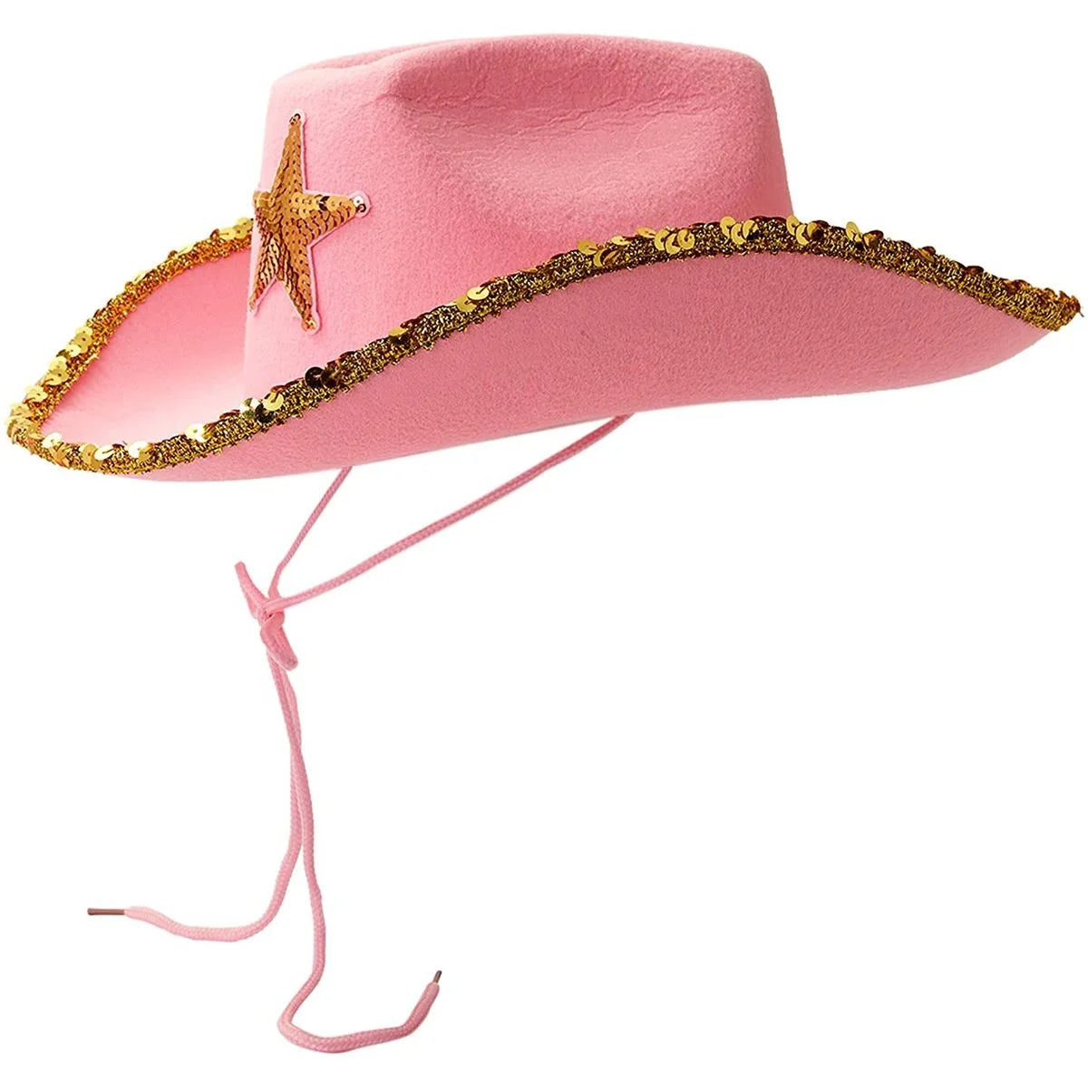 Western Cowboy and Cowgirl Hats for Kids, Pink Sparkly (4 Pack)