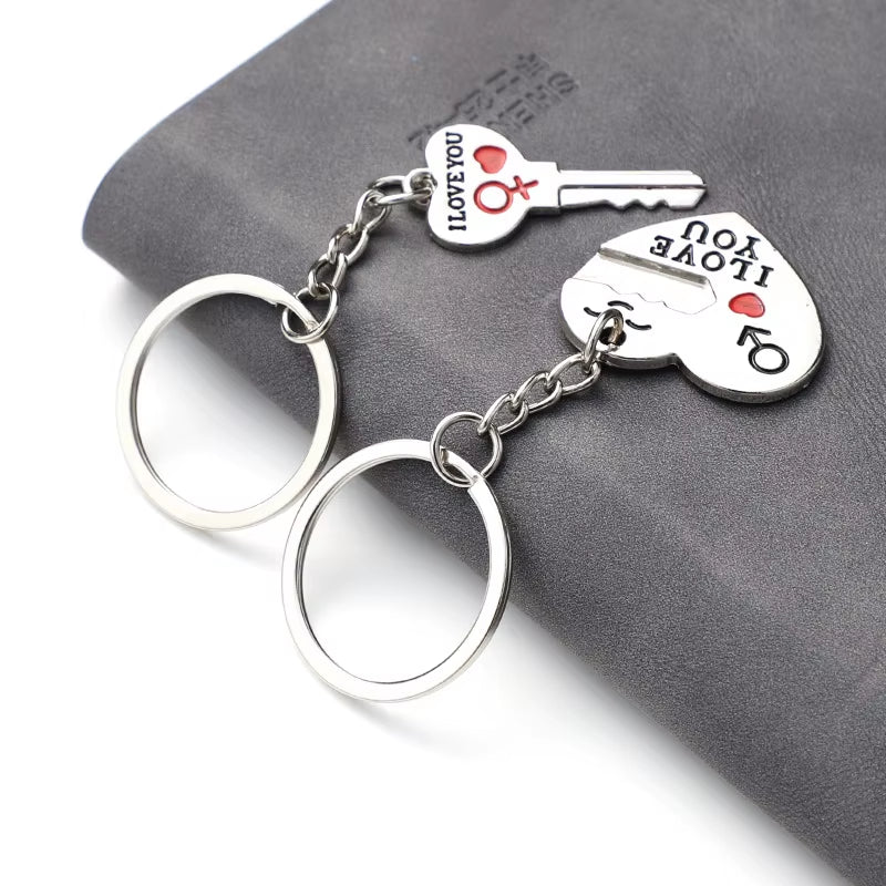 Silver Plated Lovers Gift Couple My Heart Keychain Wedding Favors Zinc Alloy Fashion Keyring Key Fob Creative Key Chain Hot Sale