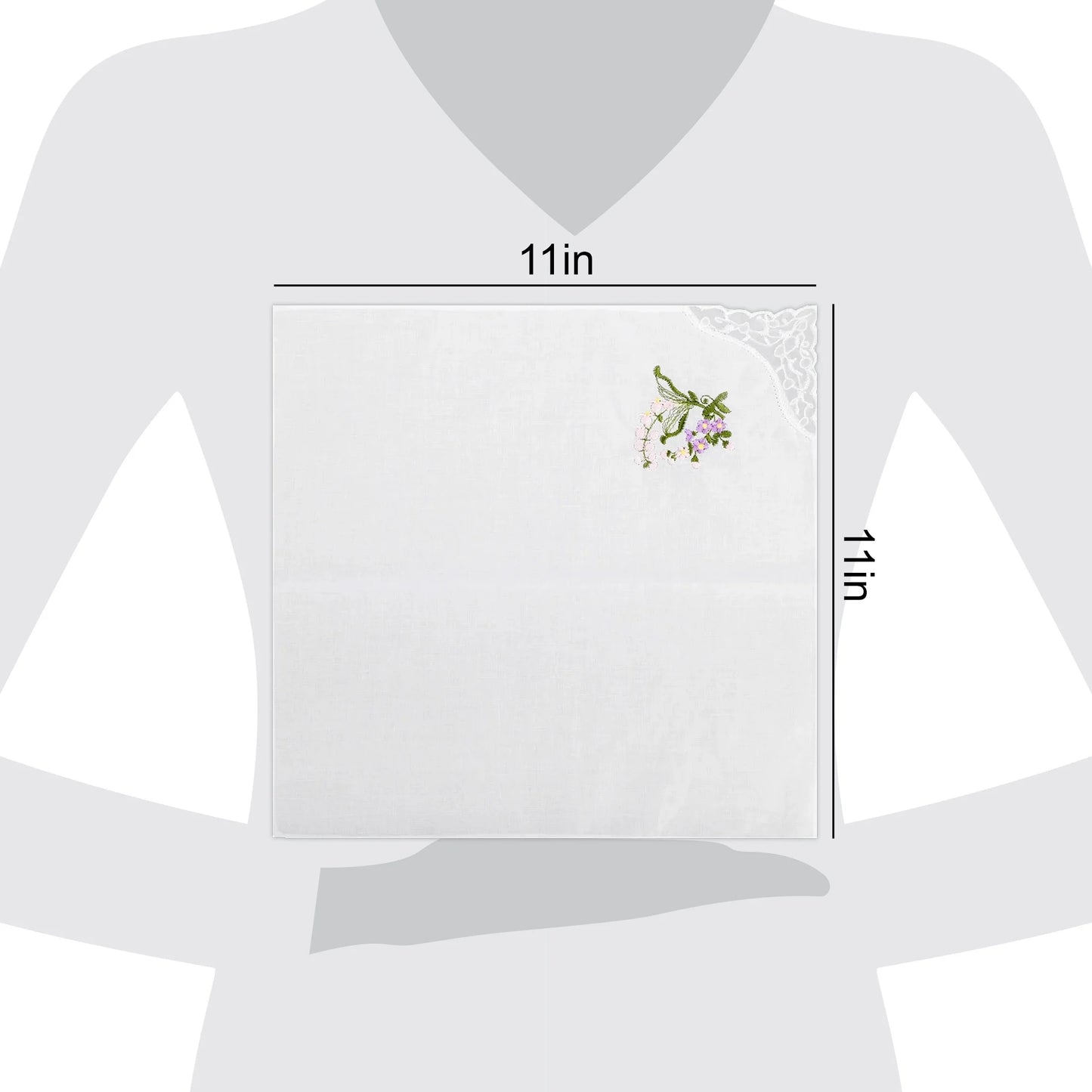 20Pcs Floral Embroidered Handkerchiefs for Women,  11X11'' Soft Cotton Hankies for Business