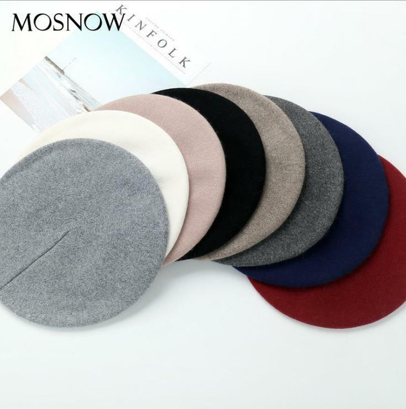 Women Vintage French Style Beret Hat Soft Wool Warm Cap Beanie Winter Autumn