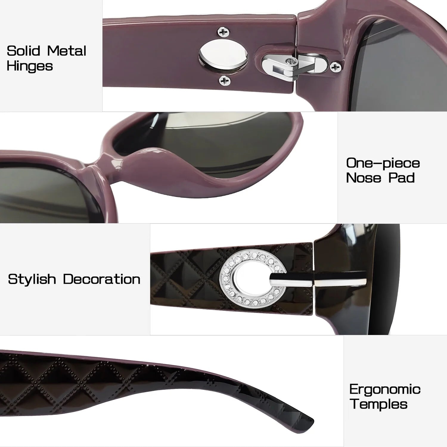 Polarized Sunglasses for Women Trendy Oversized Big Womens Sun Glasses UV Protection (Purple)