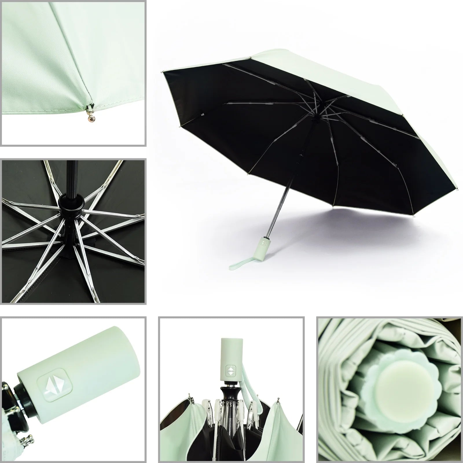 Travel Umbrellas for Rain Automatic Folding Sun Umbrella for Walking Waterproof Windproof Umbrellas for Women and Men （Green）