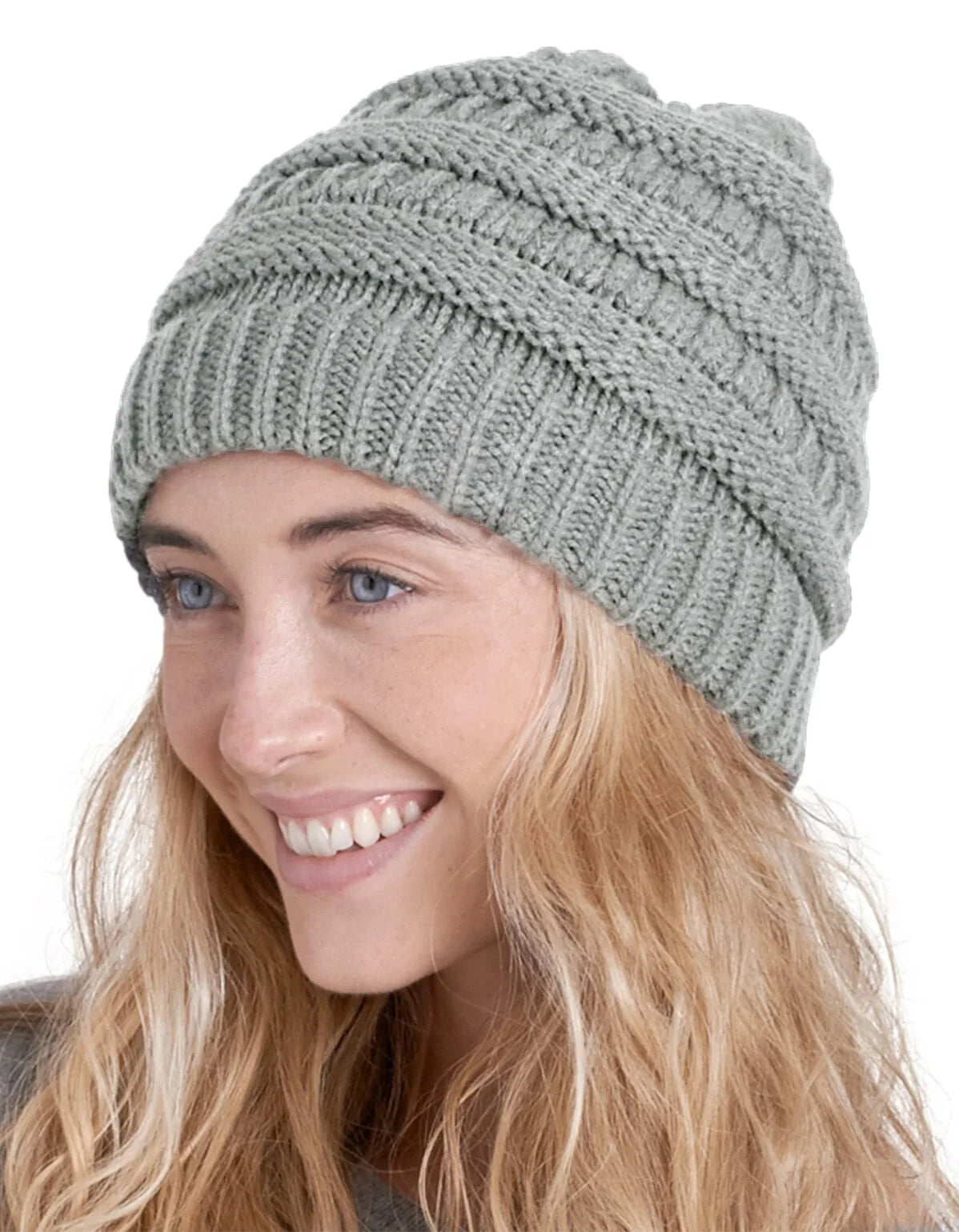 Womens Beanie Winter Hat Warm Chunky Cable Knit Hats Soft Stretch Thick Cute Cap for Cold Weather