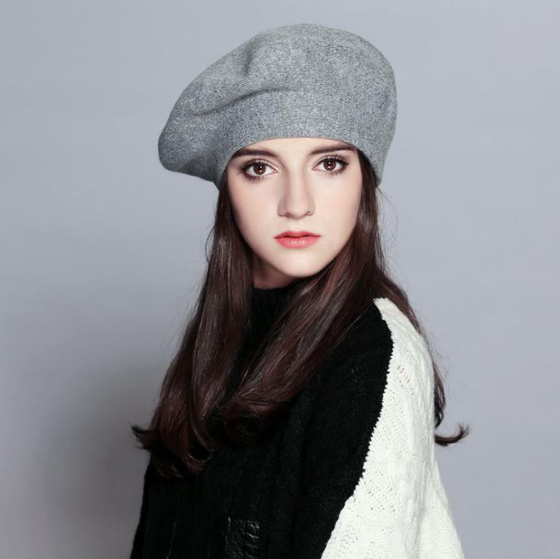 Women Vintage French Style Beret Hat Soft Wool Warm Cap Beanie Winter Autumn