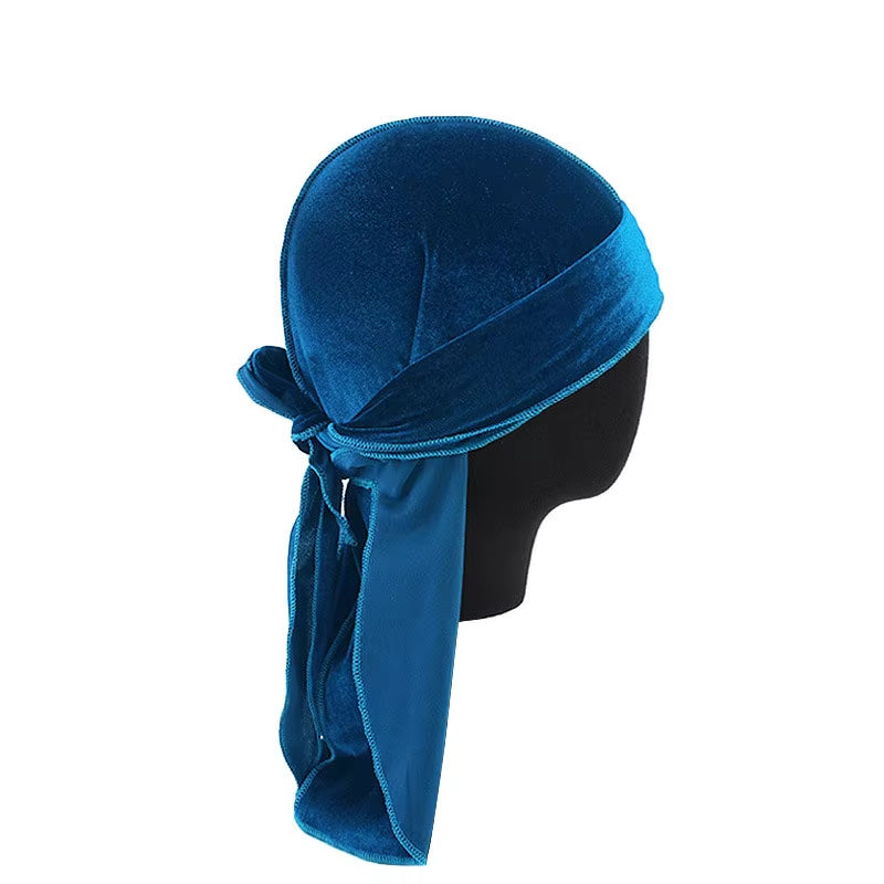 Unisex Men Women Breathable Bandana Hat Velvet Durag Do Doo Du Rag Long Tail Headwrap Chemo Cap